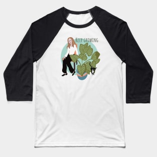 Keep Growing Plant Lady with Cat Baseball T-Shirt